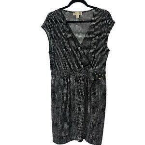 Michael by Michael Kors Black White Print Wrap Dress XL (Plus Size)